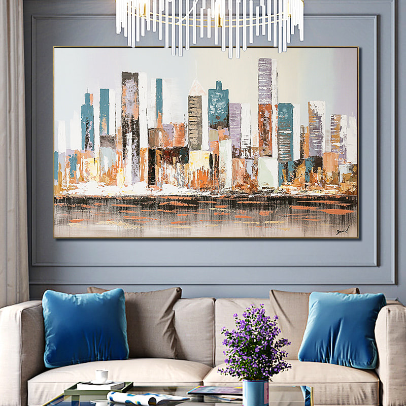 Modern city oil painting-NEW YORK DAYTIME-framed-100% hand-painted canvas  art-large size oil painting(MC-04)
