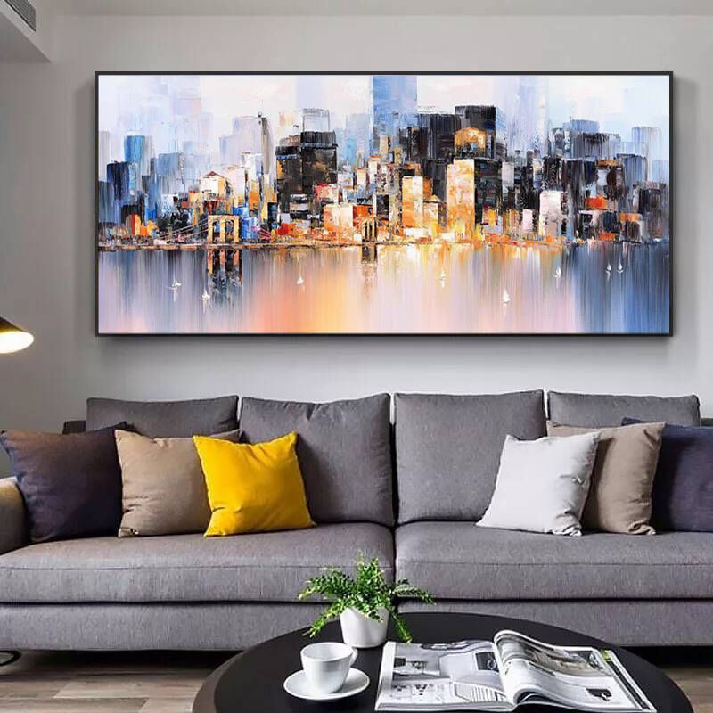 Modern city oil painting-NEW YORK DAYTIME-framed-100% hand-painted canvas  art-large size oil painting(MC-04)